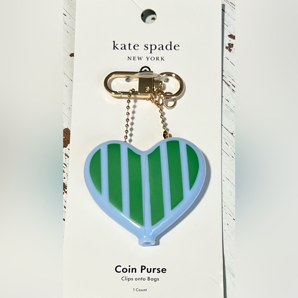 NWT Kate Spade New York x Target Striped Heart Coin Purse Bag Charm Keychain